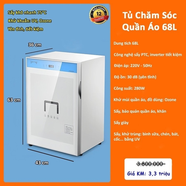 Tủ chăm sóc quần áo RF20-68L ( màu trắng )