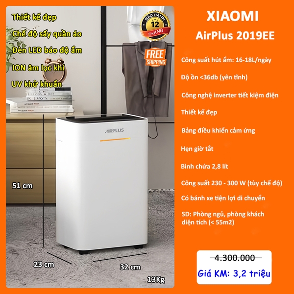 Máy hút ẩm Xiaomi Air Plus 2019EE-16L