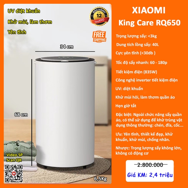 Máy sấy quần áo Xiaomi King Care RQ650