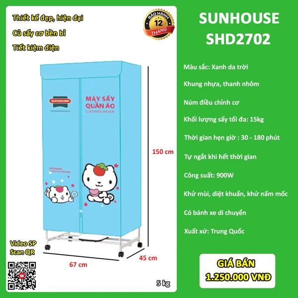 Tủ sấy quần áo Sunhouse 2702
