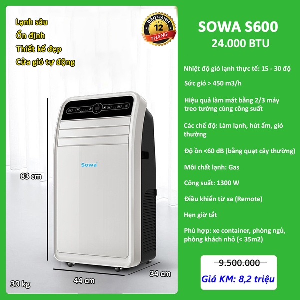 Điều hoà di động Sowa S600 - 24.000BTU