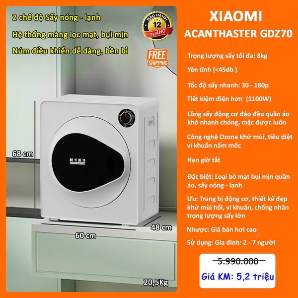 Máy sấy quần áo Xiaomi Acanthaster GDZ70