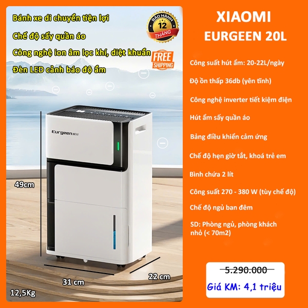 Máy hút ẩm Xiaomi Eurgeen 20L