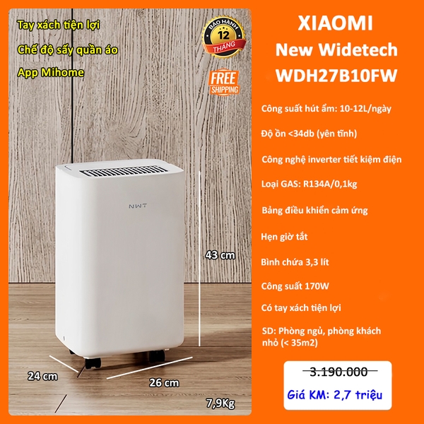 Máy Hút Ẩm Xiaomi NEW WIDETECH WDH27B10FW