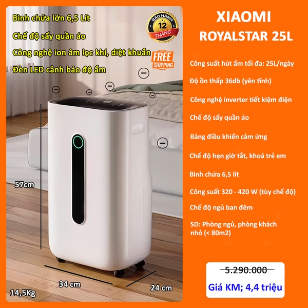 Máy hút ẩm Xiaomi RoyalStar 25L