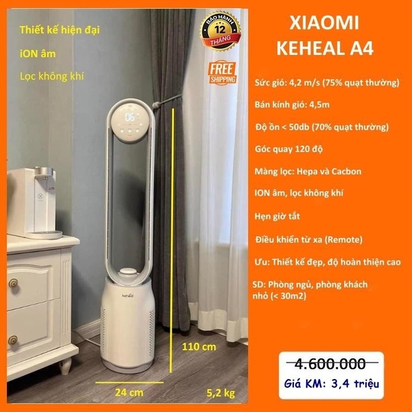 Quạt Không Cánh Xiaomi Keheal A4