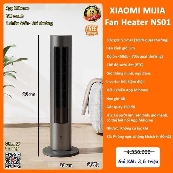 Máy sưởi Xiaomi Mijia Fan Heater NS01 hai chiều nóng - lạnh