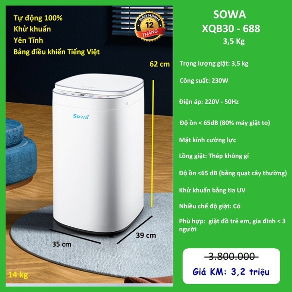 Máy giặt mini Sowa XQB30 - 3,5kg