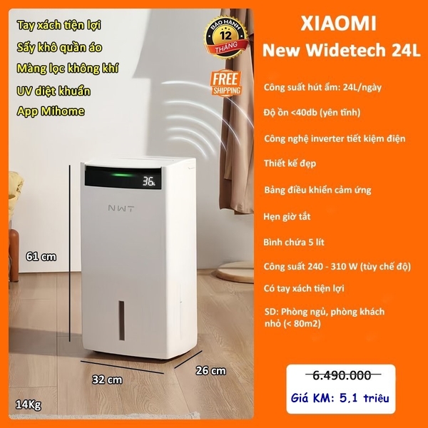 Máy hút ẩm Xiaomi New Widetech 24L