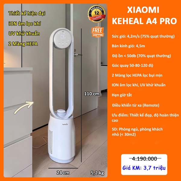 Quạt Không Cánh Xiaomi Keheal A4 Pro