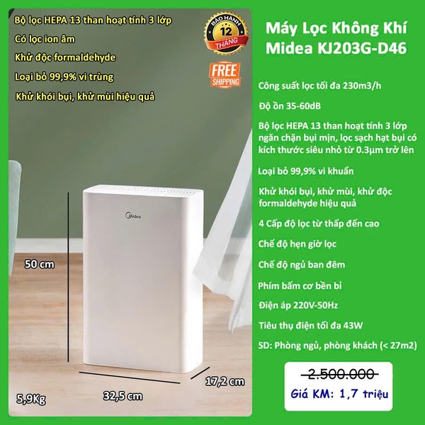 Máy lọc không khí Midea KJ230G-D46