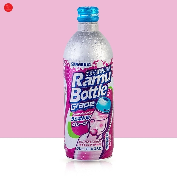 Thùng nước ngọt Soda Nhật Sangaria Ramu Bottle Grape x24 chai