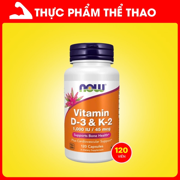 NOW Vitamin D-3 & K-2 (120 Viên) - Hỗ trợ xương và tim mạch