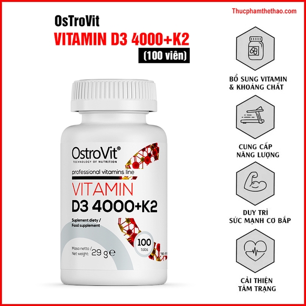 Ostrovit VITAMIN D3 4000 + K2 (100 viên)