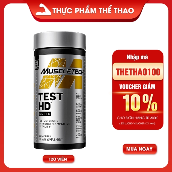 MUSCLETECH TEST HD ELITE (120v) - TĂNG NỒNG ĐỘ TESTOSTERONE TỰ NHIÊN
