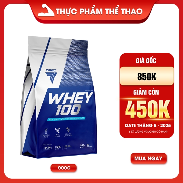 TREC WHEY 100 (900g) (DÂU DATE T8/2025)