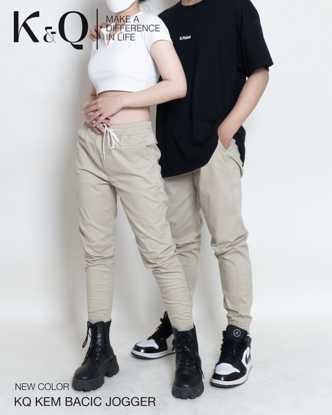 Quần Jogger Kaki Co Giãn Unisex Màu Kem Vàng | KQSTYLING Basic Line