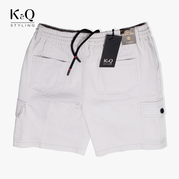 Quần Short Túi Hộp Kaki Co Giãn Xám Trắng