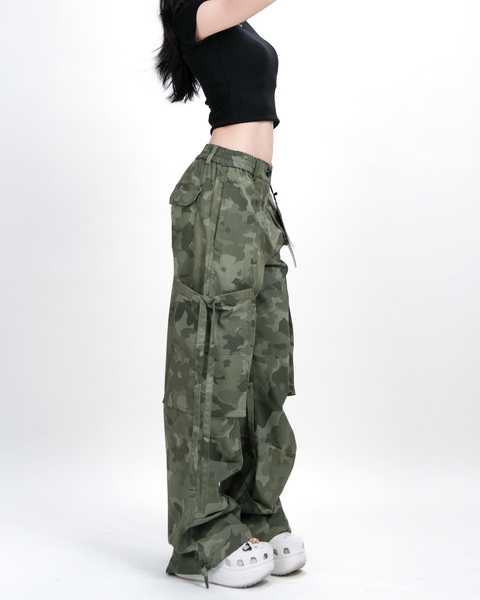 Quần Cargo Nữ Kaki Túi Hộp Ống Rộng Phong cách Y2k màu Camo | KQSTYLING WIDE834