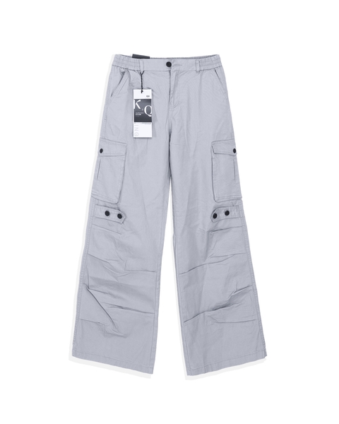 Quần Cargo Nam Kaki Túi Hộp Ống Rộng 100% Cotton Mềm Màu Xám Môn | KQSTYLING WIDE