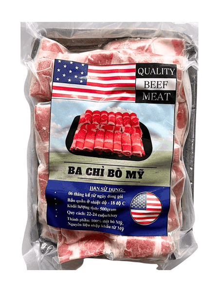Ba Chỉ Bò Mỹ Cuộn Khay 500G