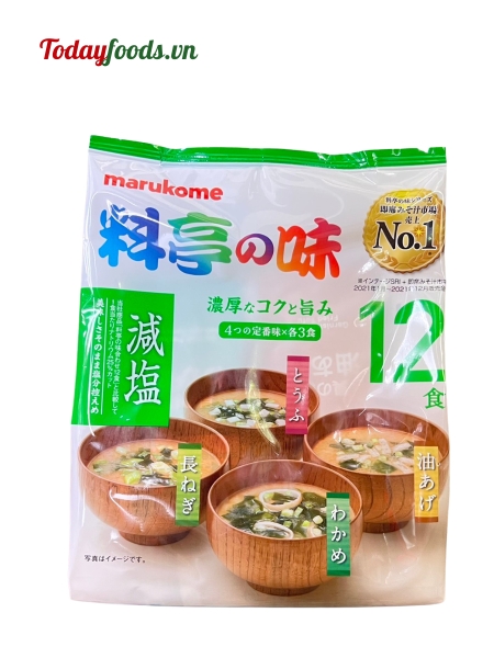 Súp Miso Giảm Muối Ăn Liền {Marukome} (4 vị * 12 gói) 183G