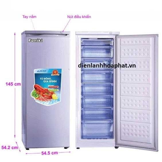 Tủ đông đứng Funiki Hòa Phát HCF 220S 216L 8 ngăn