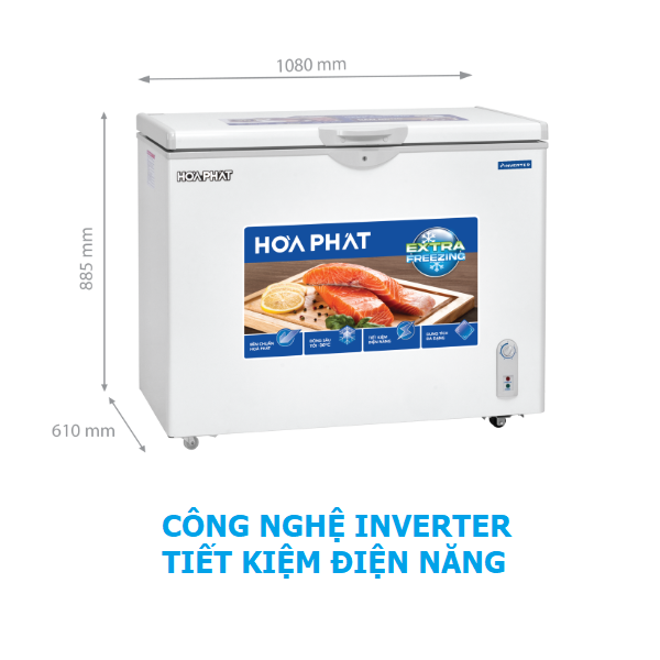 Tủ Đông 252L Hòa Phát HPF-AD8252 Công Nghệ Inverter, 1 ngăn 1 Cửa nguyên đông