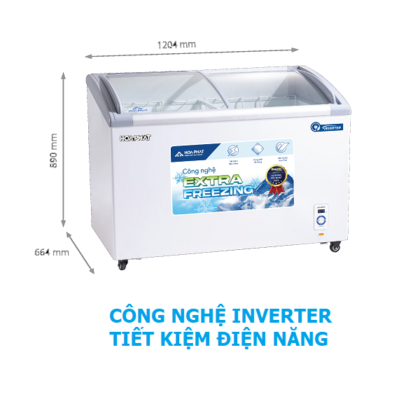 Tủ Đông mặt kính 357L Hòa Phát HSF-AD8357.C1 Công Nghệ Inverter, 1 Ngăn 2 Cửa