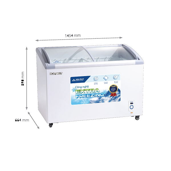 Tủ Đông mặt kính cong 451L Hòa Phát HSF-AD6451.C1 1 ngăn 2 cửa lùa