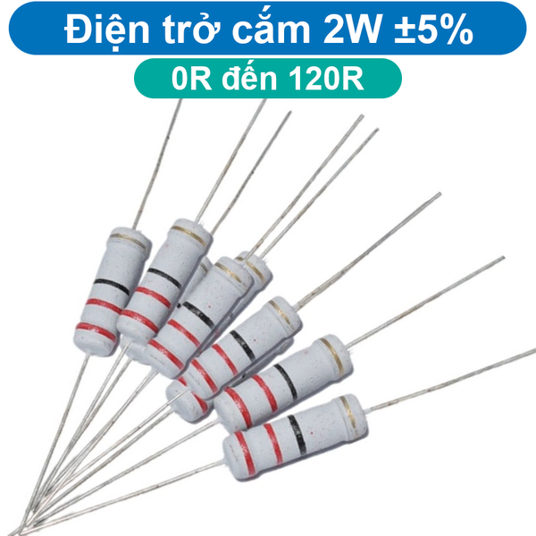 (10 con) Điện trở cắm 2W 4 vòng màu ±5% - giá trị 0R đến 120R