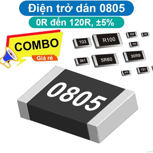 (50 con) điện trở dán 0805 - giá trị 0R đến 120R, ±5%