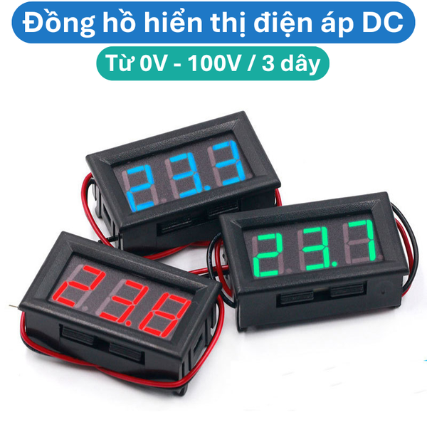 Đồng hồ hiển thị điện áp DC 0V - 100V 3 dây