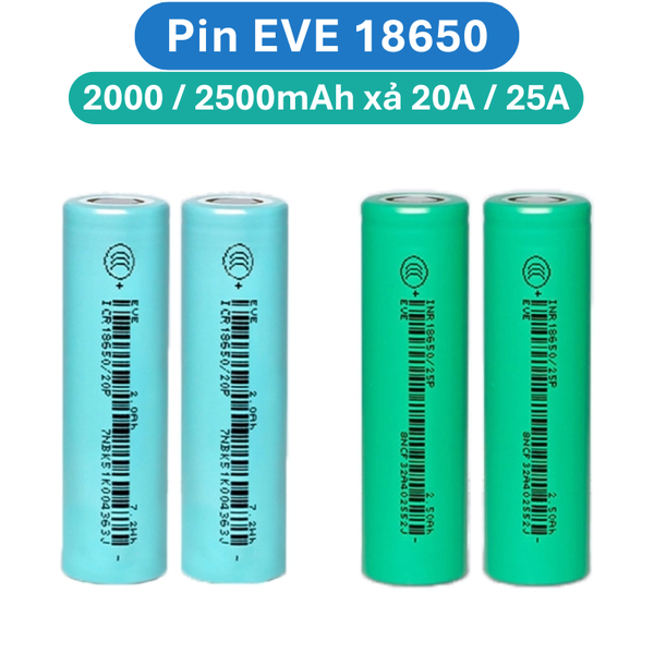 (1 Viên) Pin EVE 18650 dung lượng 2000/2500mAh xả 15A/20A/25A