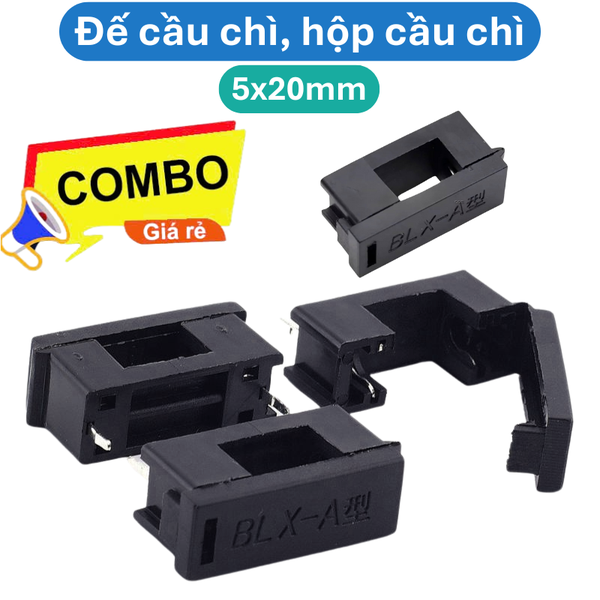 (5 cái) Đế cầu chì, hộp cầu chì ống 5x20mm