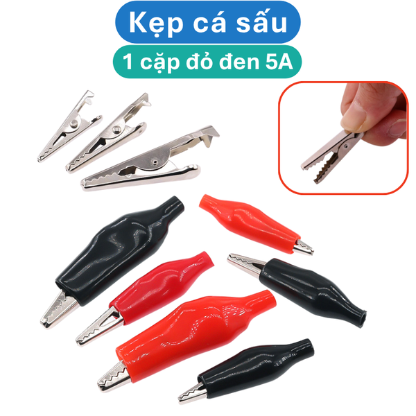 Kẹp cá sấu 1 cặp đỏ đen 5A