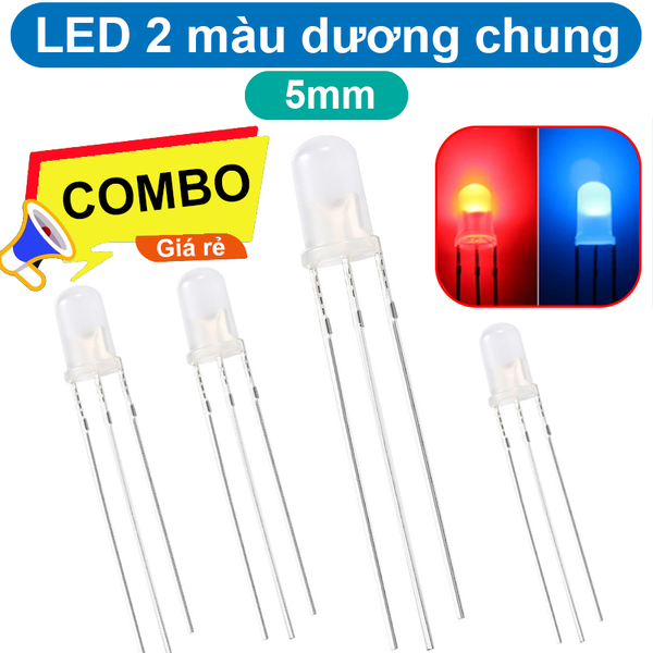 (10 Con) LED 2 màu 5mm đục dương chung