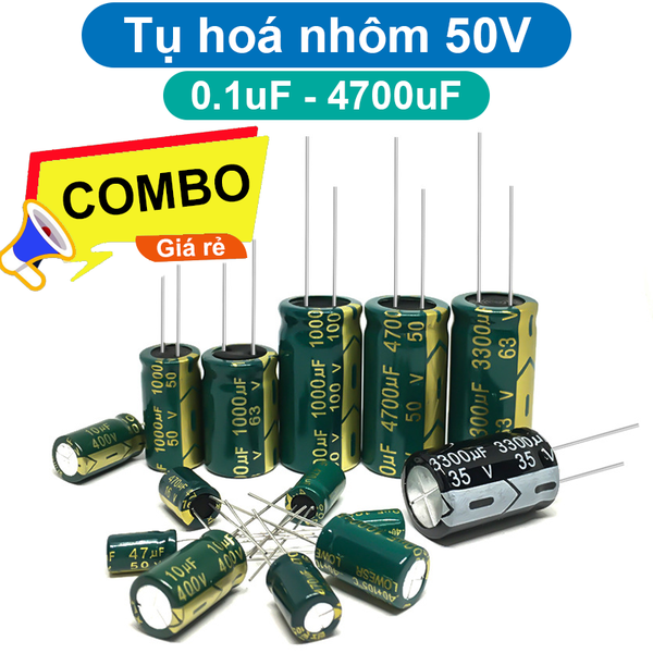 Tụ hoá, tụ điện nhôm chân cắm 50V