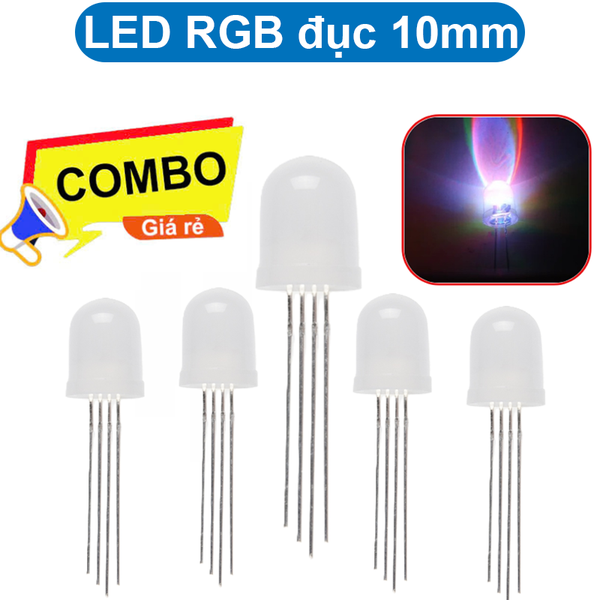 (2 Con) LED RGB 10mm đục âm chung / dương chung