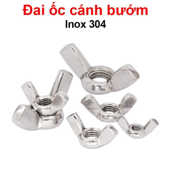 (2 con) Tán chuồn, đai ốc cánh bướm vặn tay inox 304