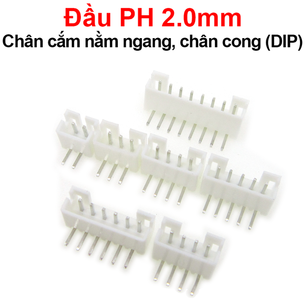 Đầu PH 2.0mm Chân cắm nằm ngang, chân cong (DIP)