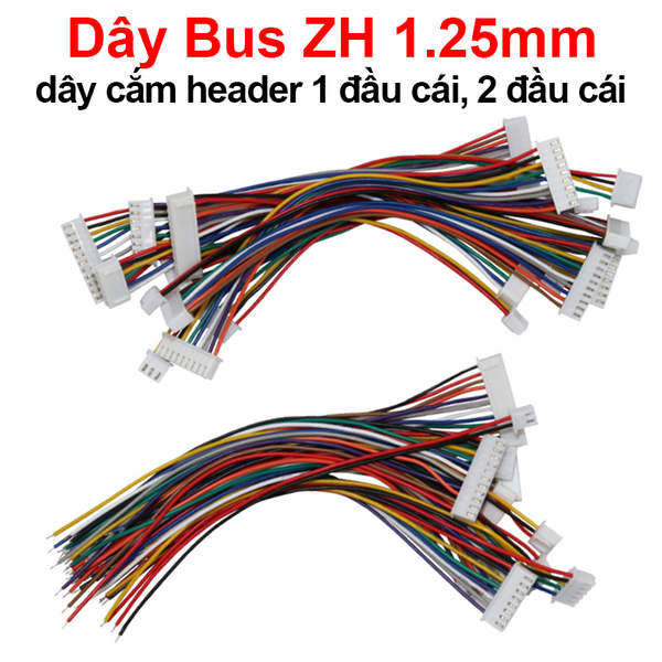 Dây Bus ZH 1.25mm, dây cắm header 1 đầu cái, 2 đầu cái