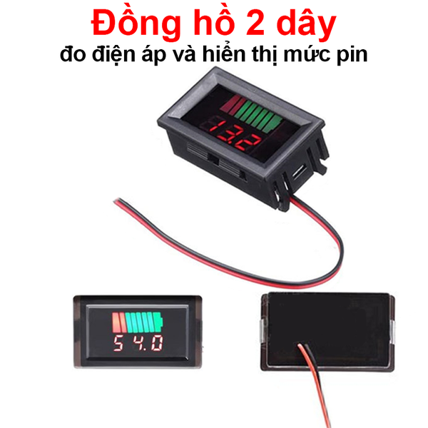 Đồng hồ đo điện áp và hiển thị mức pin 12V/24V/36V/48V/60V/72V