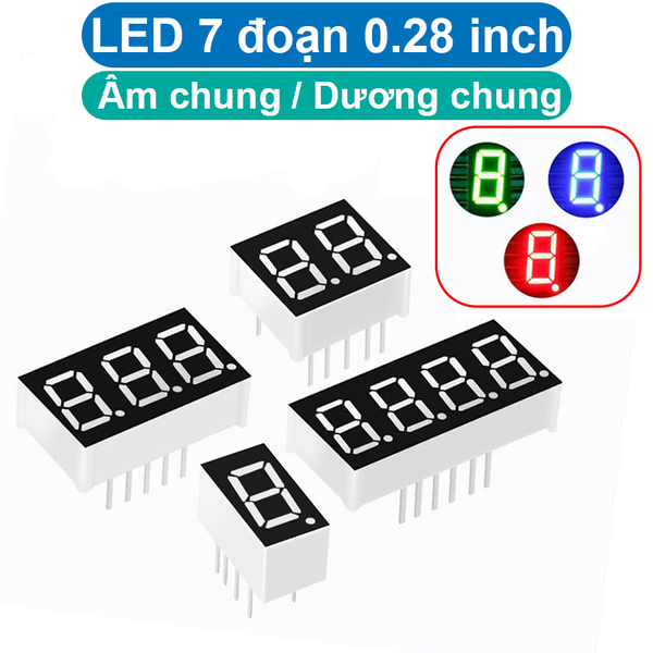 LED 7 đoạn 0.28 inch chữ màu đỏ âm chung / dương chung