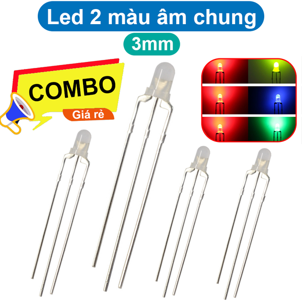 (10 Con) LED 2 màu 3mm đục âm chung