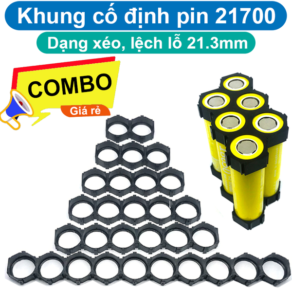 Khung cố định pin 21700 dạng xéo/ lệch lỗ 21.3mm