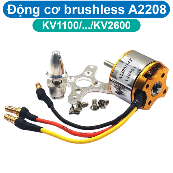 Động cơ không chổi than brushless A2208 trục 3.17mm 1100KV/1400KV/1800KV/2600KV
