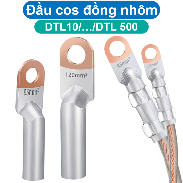 (2 Cái) Đầu cos đồng nhôm DTL 10-95mm2 bấm dây điện tải lớn CB
