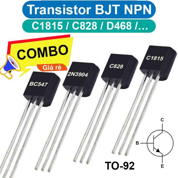 (10 con) Transistor BJT NPN C1815 / C828 / D468…chân cắm TO-92
