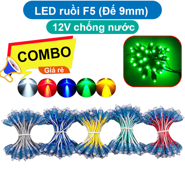 (50 con) LED ruồi F5/9mm điện áp 12V chống nước
